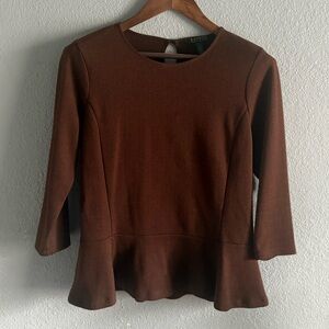 Ralph Lauren Chocolate Brown Peplum Blouse
